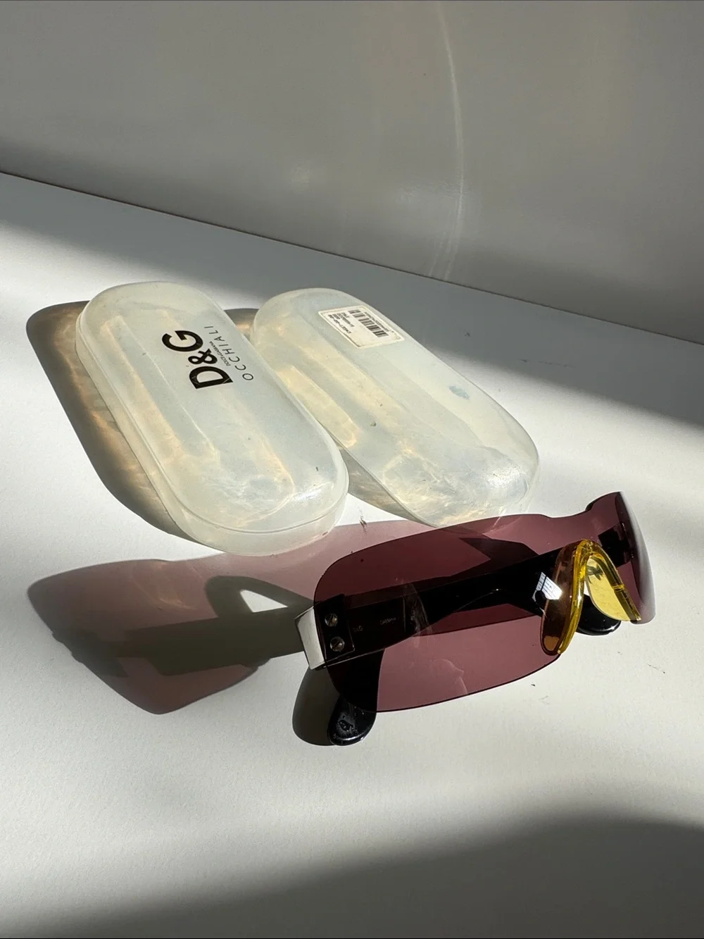 D&G Dolce & Gabbana Y2K Rimless Shield Sunglasses DD2059/S Mauve RARE